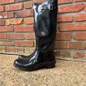 Hunter Glossy Black Tall Boots